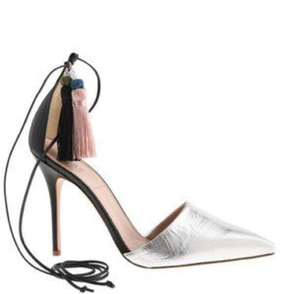 J. Crew Silver and Black Heels
